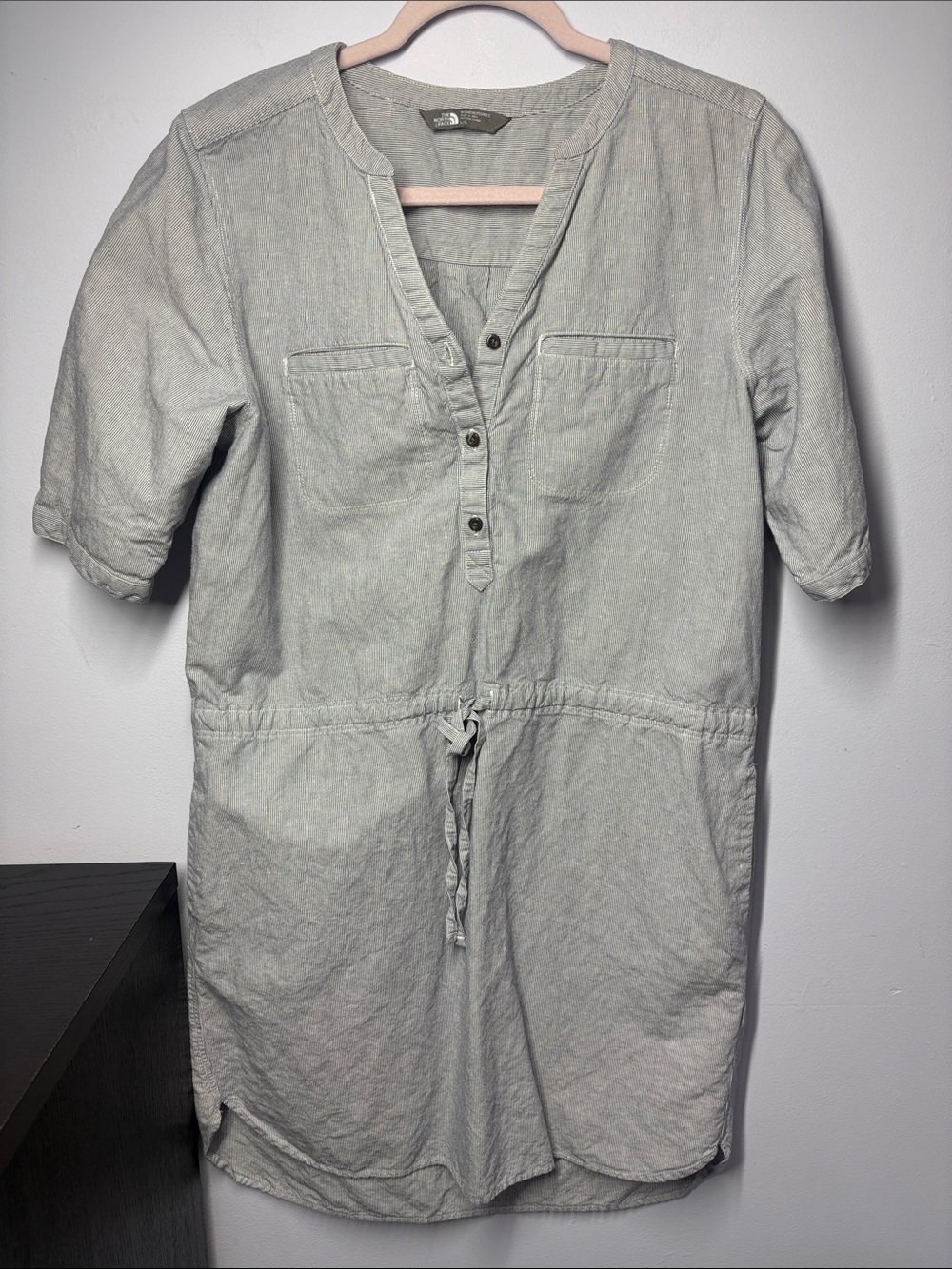The North Face Striped Grey and White Linen Blend Dress